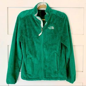 The North Face Green Fuzzy Zip Up Jacket